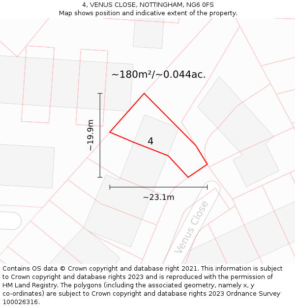 4, VENUS CLOSE, NOTTINGHAM, NG6 0FS: Plot and title map