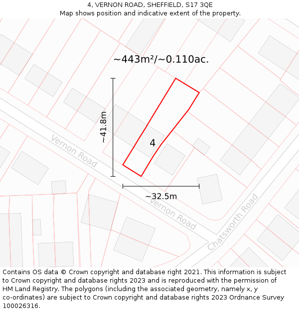4, VERNON ROAD, SHEFFIELD, S17 3QE: Plot and title map