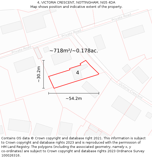 4, VICTORIA CRESCENT, NOTTINGHAM, NG5 4DA: Plot and title map