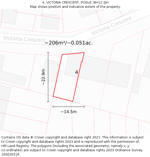 4, VICTORIA CRESCENT, POOLE, BH12 2JH: Plot and title map