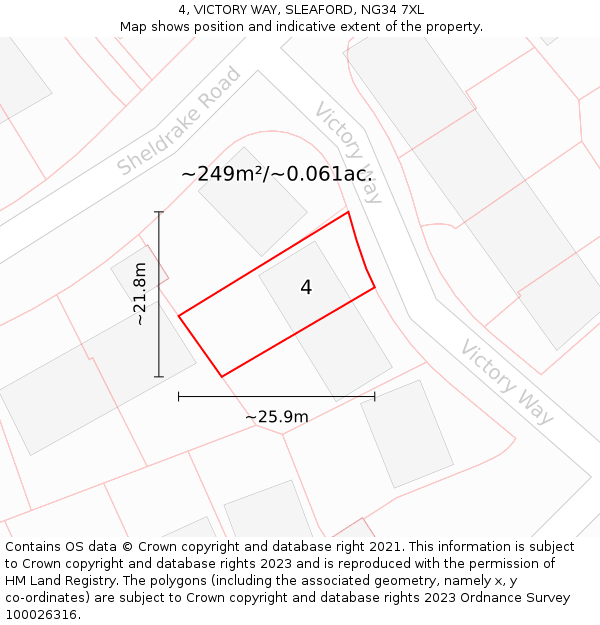 4, VICTORY WAY, SLEAFORD, NG34 7XL: Plot and title map