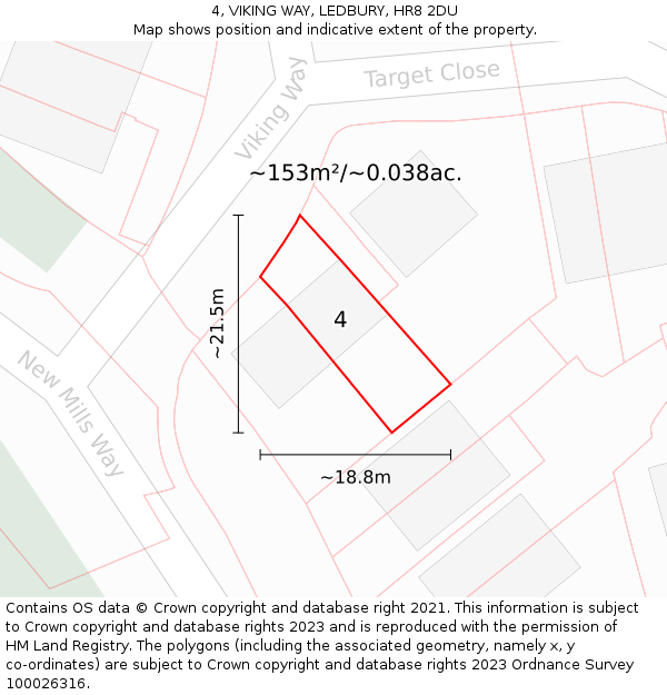 4, VIKING WAY, LEDBURY, HR8 2DU: Plot and title map