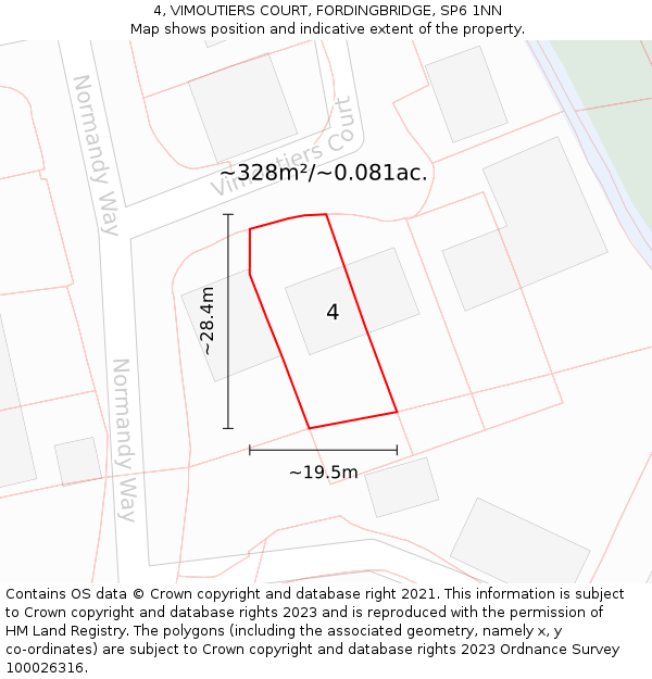 4, VIMOUTIERS COURT, FORDINGBRIDGE, SP6 1NN: Plot and title map