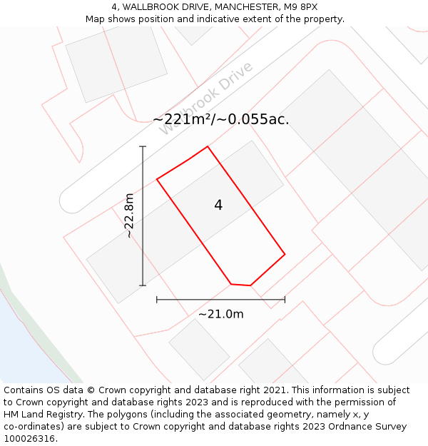 4, WALLBROOK DRIVE, MANCHESTER, M9 8PX: Plot and title map