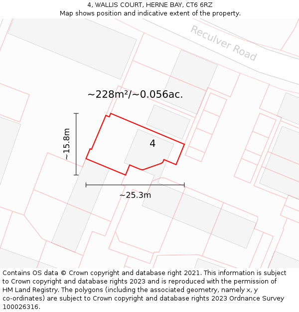 4, WALLIS COURT, HERNE BAY, CT6 6RZ: Plot and title map