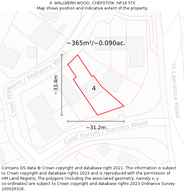 4, WALLWERN WOOD, CHEPSTOW, NP16 5TX: Plot and title map