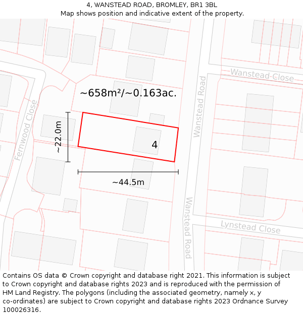 4, WANSTEAD ROAD, BROMLEY, BR1 3BL: Plot and title map