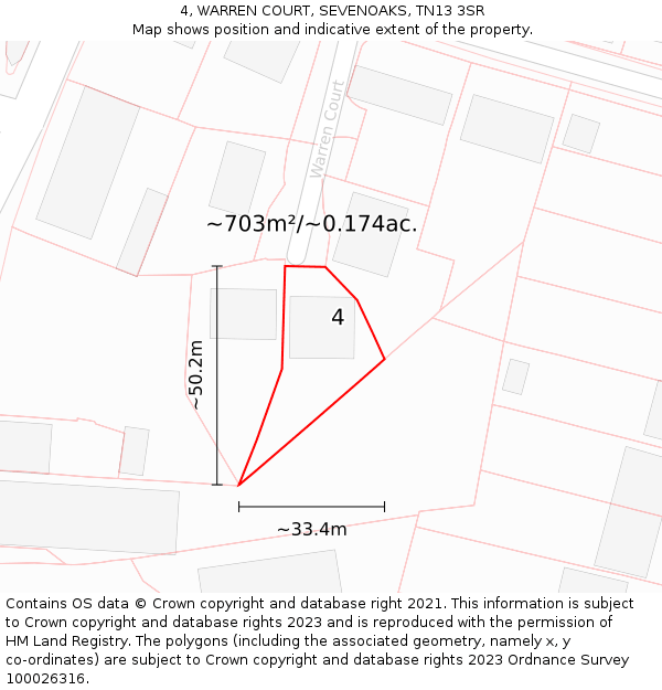 4, WARREN COURT, SEVENOAKS, TN13 3SR: Plot and title map
