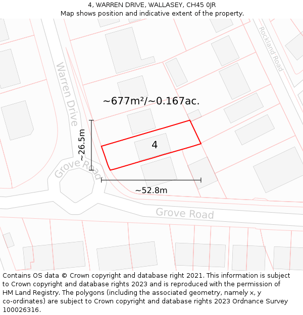 4, WARREN DRIVE, WALLASEY, CH45 0JR: Plot and title map