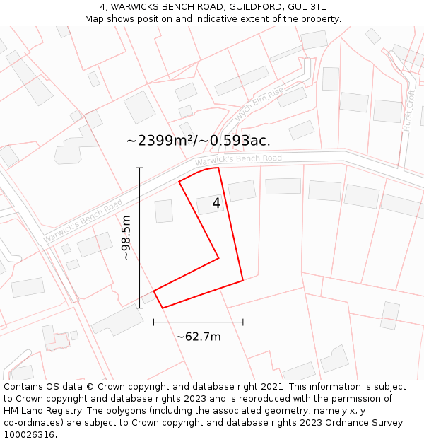 4, WARWICKS BENCH ROAD, GUILDFORD, GU1 3TL: Plot and title map