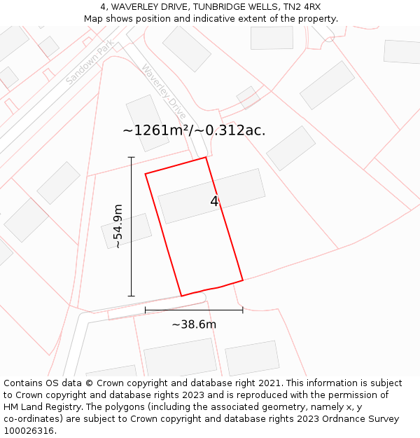 4, WAVERLEY DRIVE, TUNBRIDGE WELLS, TN2 4RX: Plot and title map