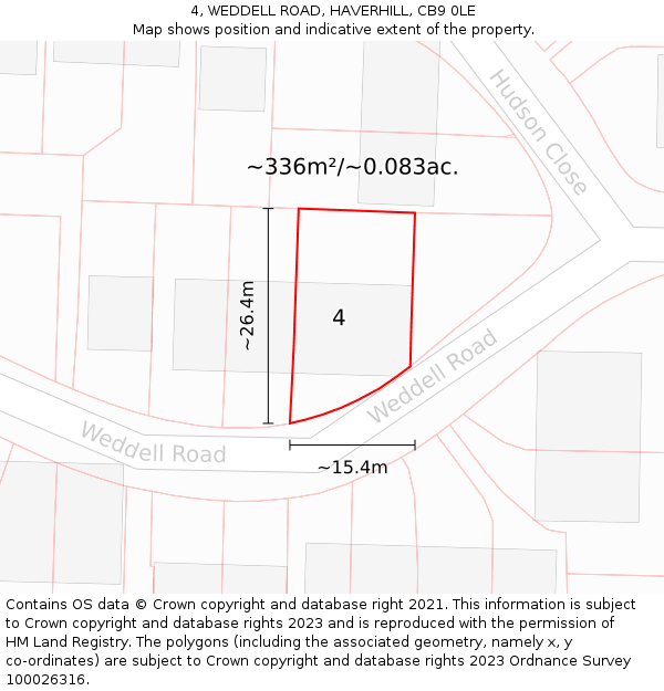 4, WEDDELL ROAD, HAVERHILL, CB9 0LE: Plot and title map