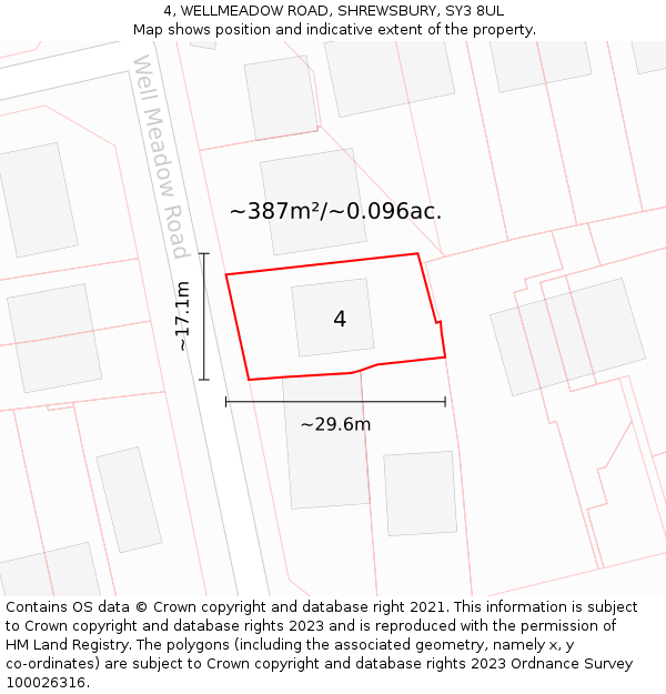 4, WELLMEADOW ROAD, SHREWSBURY, SY3 8UL: Plot and title map