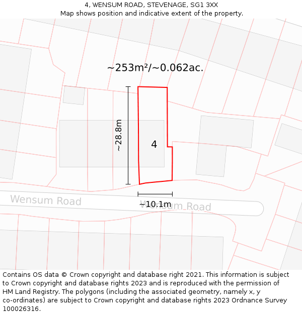 4, WENSUM ROAD, STEVENAGE, SG1 3XX: Plot and title map