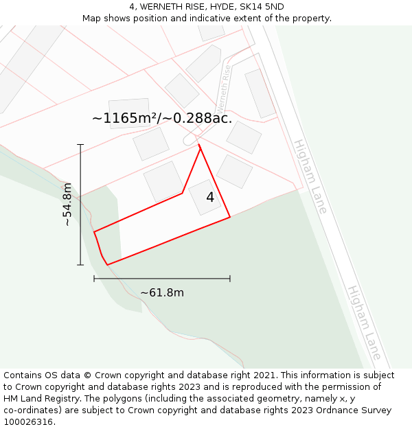 4, WERNETH RISE, HYDE, SK14 5ND: Plot and title map
