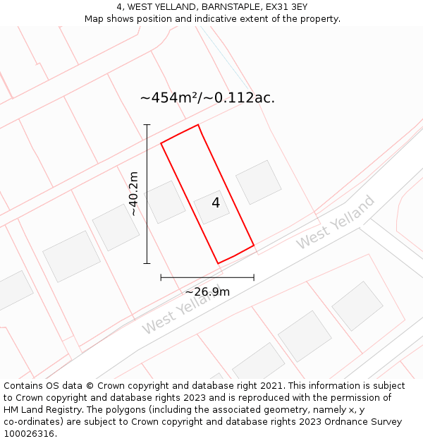 4, WEST YELLAND, BARNSTAPLE, EX31 3EY: Plot and title map