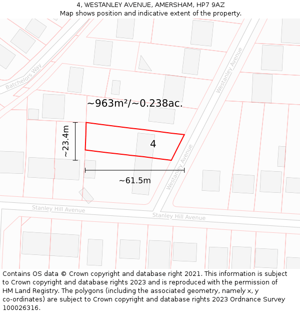 4, WESTANLEY AVENUE, AMERSHAM, HP7 9AZ: Plot and title map