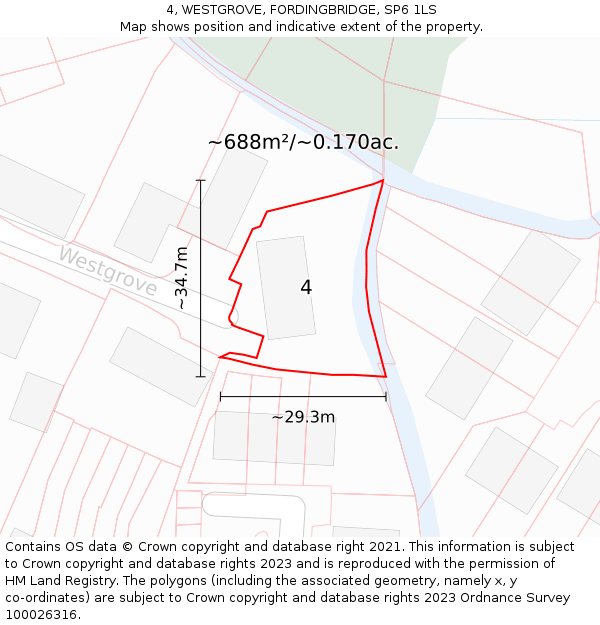 4, WESTGROVE, FORDINGBRIDGE, SP6 1LS: Plot and title map