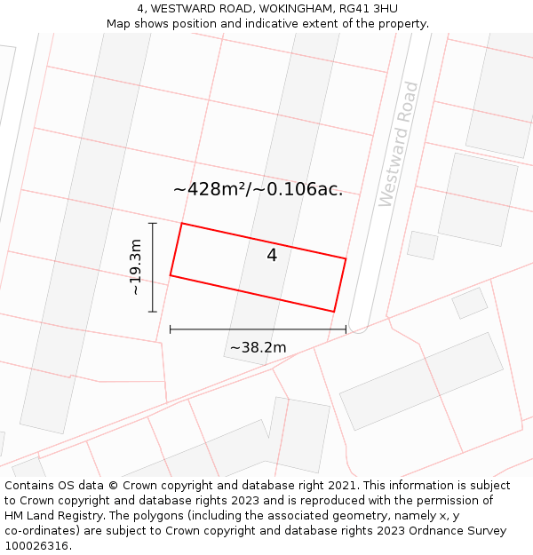 4, WESTWARD ROAD, WOKINGHAM, RG41 3HU: Plot and title map