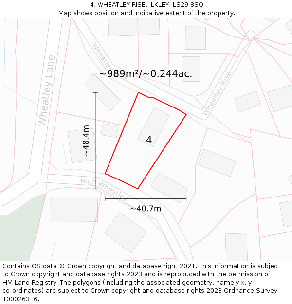 4, WHEATLEY RISE, ILKLEY, LS29 8SQ: Plot and title map