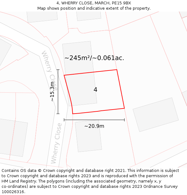 4, WHERRY CLOSE, MARCH, PE15 9BX: Plot and title map