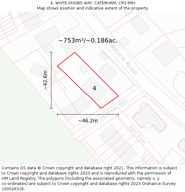 4, WHITE KNOBS WAY, CATERHAM, CR3 6RH: Plot and title map