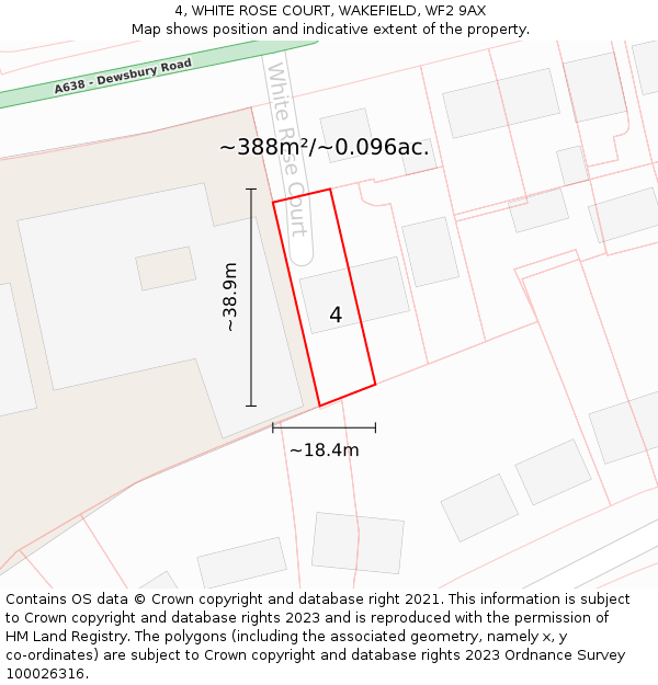 4, WHITE ROSE COURT, WAKEFIELD, WF2 9AX: Plot and title map