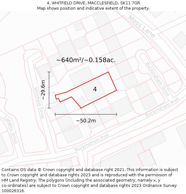 4, WHITFIELD DRIVE, MACCLESFIELD, SK11 7GR: Plot and title map