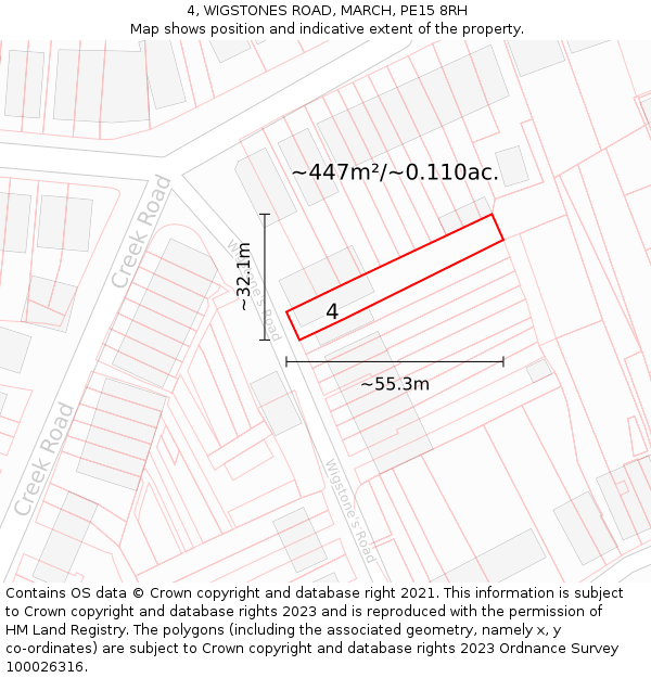 4, WIGSTONES ROAD, MARCH, PE15 8RH: Plot and title map