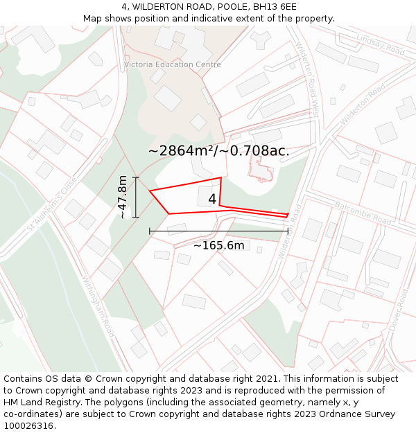 4, WILDERTON ROAD, POOLE, BH13 6EE: Plot and title map