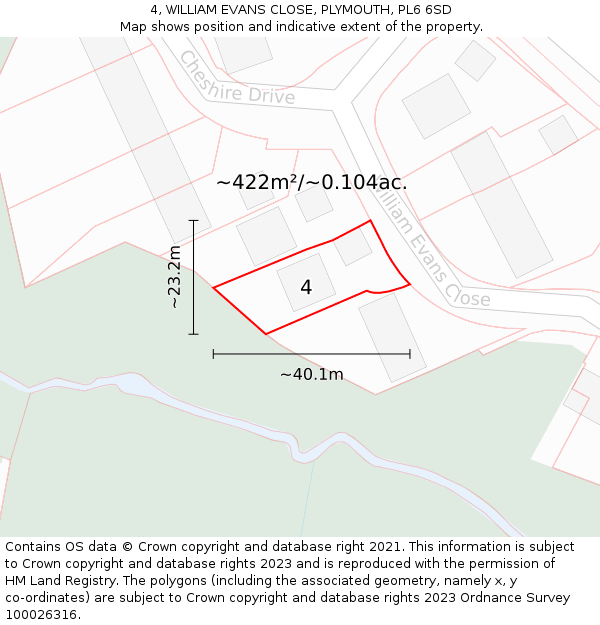 4, WILLIAM EVANS CLOSE, PLYMOUTH, PL6 6SD: Plot and title map