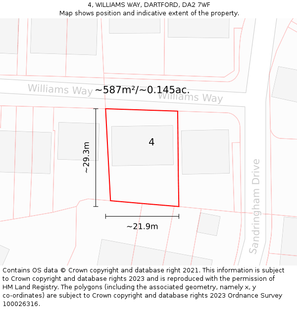 4, WILLIAMS WAY, DARTFORD, DA2 7WF: Plot and title map