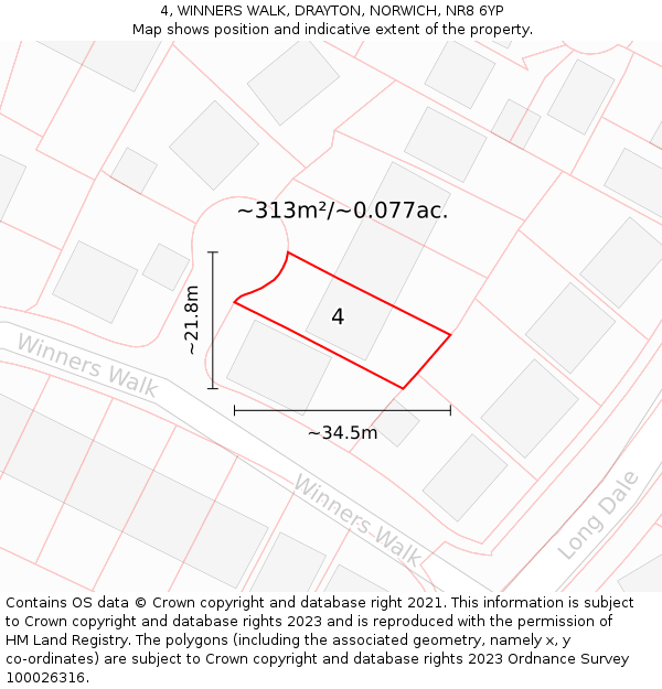 4, WINNERS WALK, DRAYTON, NORWICH, NR8 6YP: Plot and title map