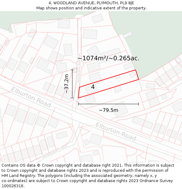 4, WOODLAND AVENUE, PLYMOUTH, PL9 8JE: Plot and title map