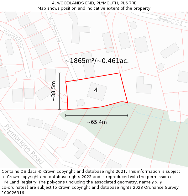 4, WOODLANDS END, PLYMOUTH, PL6 7RE: Plot and title map