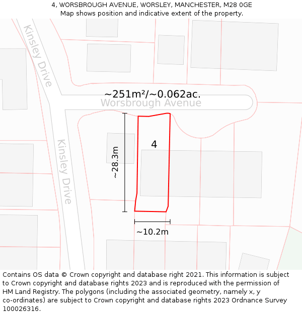 4, WORSBROUGH AVENUE, WORSLEY, MANCHESTER, M28 0GE: Plot and title map