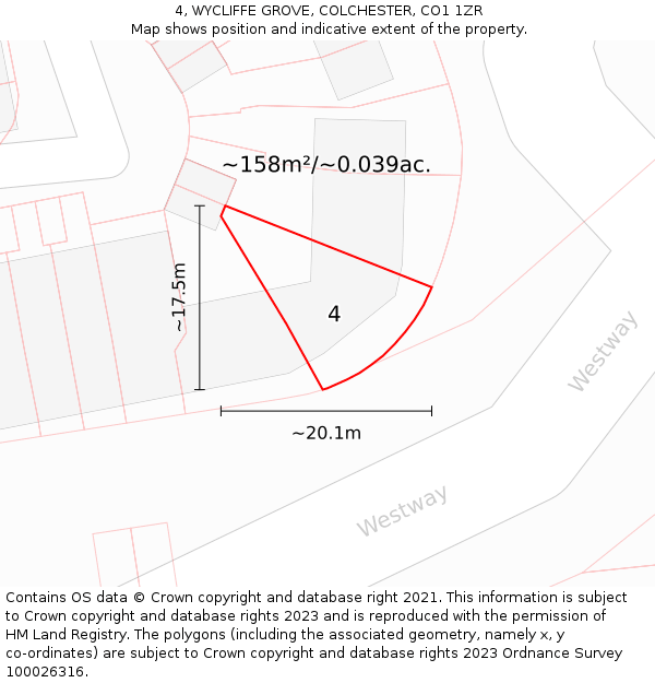 4, WYCLIFFE GROVE, COLCHESTER, CO1 1ZR: Plot and title map