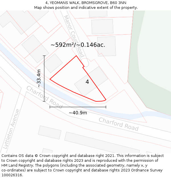 4, YEOMANS WALK, BROMSGROVE, B60 3NN: Plot and title map