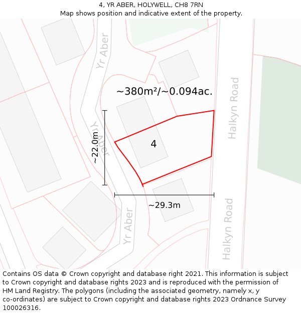4, YR ABER, HOLYWELL, CH8 7RN: Plot and title map