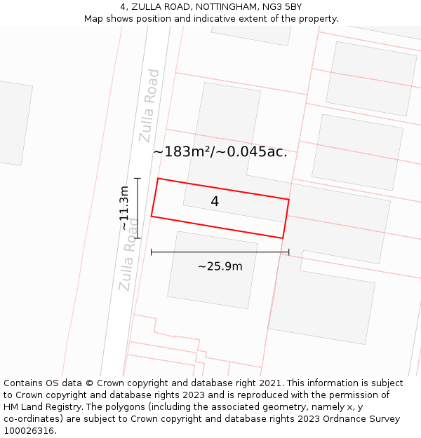 4, ZULLA ROAD, NOTTINGHAM, NG3 5BY: Plot and title map