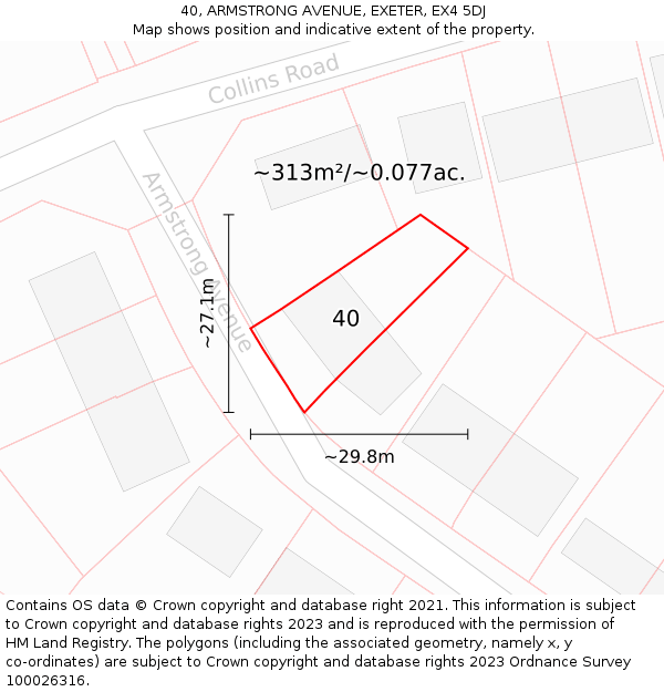 40, ARMSTRONG AVENUE, EXETER, EX4 5DJ: Plot and title map