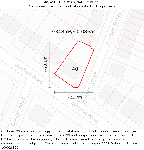 40, ASHFIELD ROAD, SALE, M33 7DT: Plot and title map