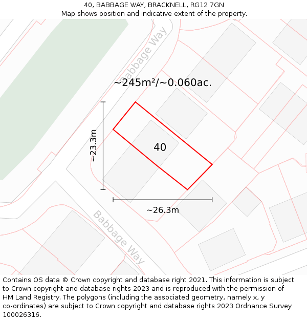 40, BABBAGE WAY, BRACKNELL, RG12 7GN: Plot and title map