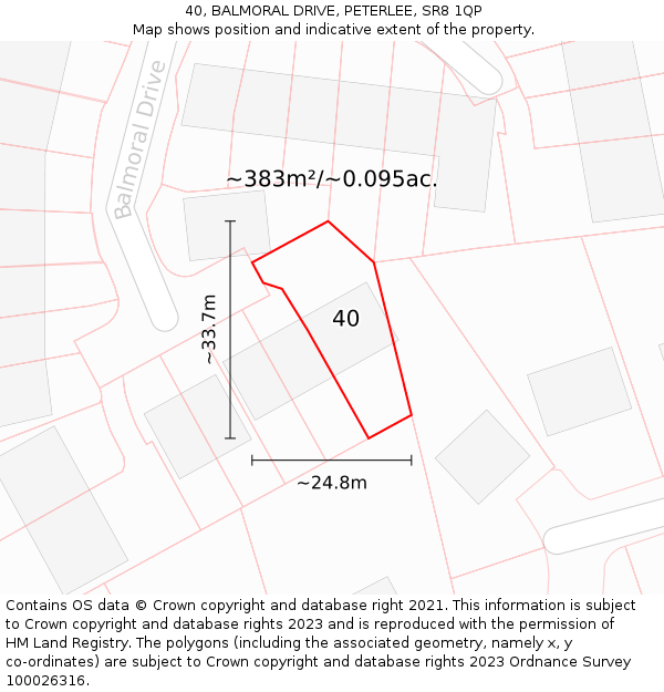 40, BALMORAL DRIVE, PETERLEE, SR8 1QP: Plot and title map