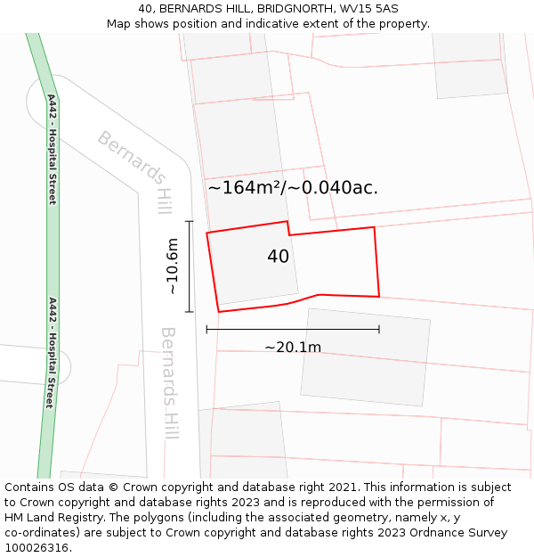 40, BERNARDS HILL, BRIDGNORTH, WV15 5AS: Plot and title map