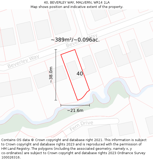 40, BEVERLEY WAY, MALVERN, WR14 1LA: Plot and title map