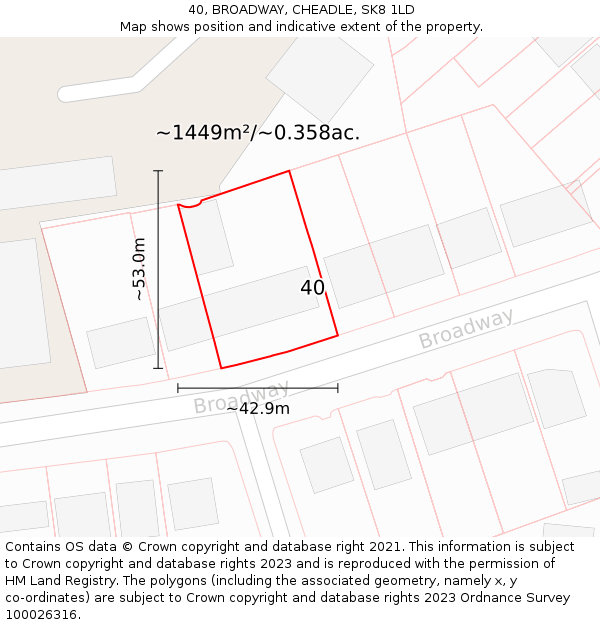 40, BROADWAY, CHEADLE, SK8 1LD: Plot and title map