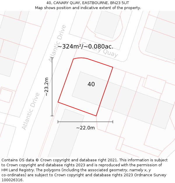 40, CANARY QUAY, EASTBOURNE, BN23 5UT: Plot and title map