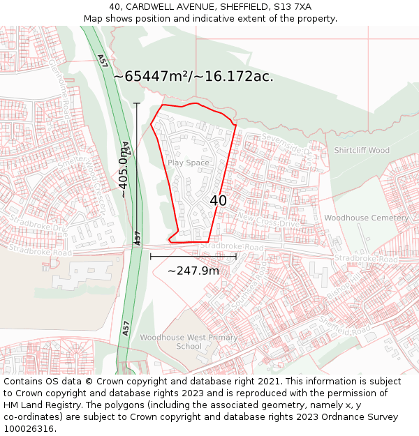 40, CARDWELL AVENUE, SHEFFIELD, S13 7XA: Plot and title map