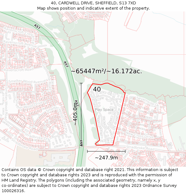40, CARDWELL DRIVE, SHEFFIELD, S13 7XD: Plot and title map